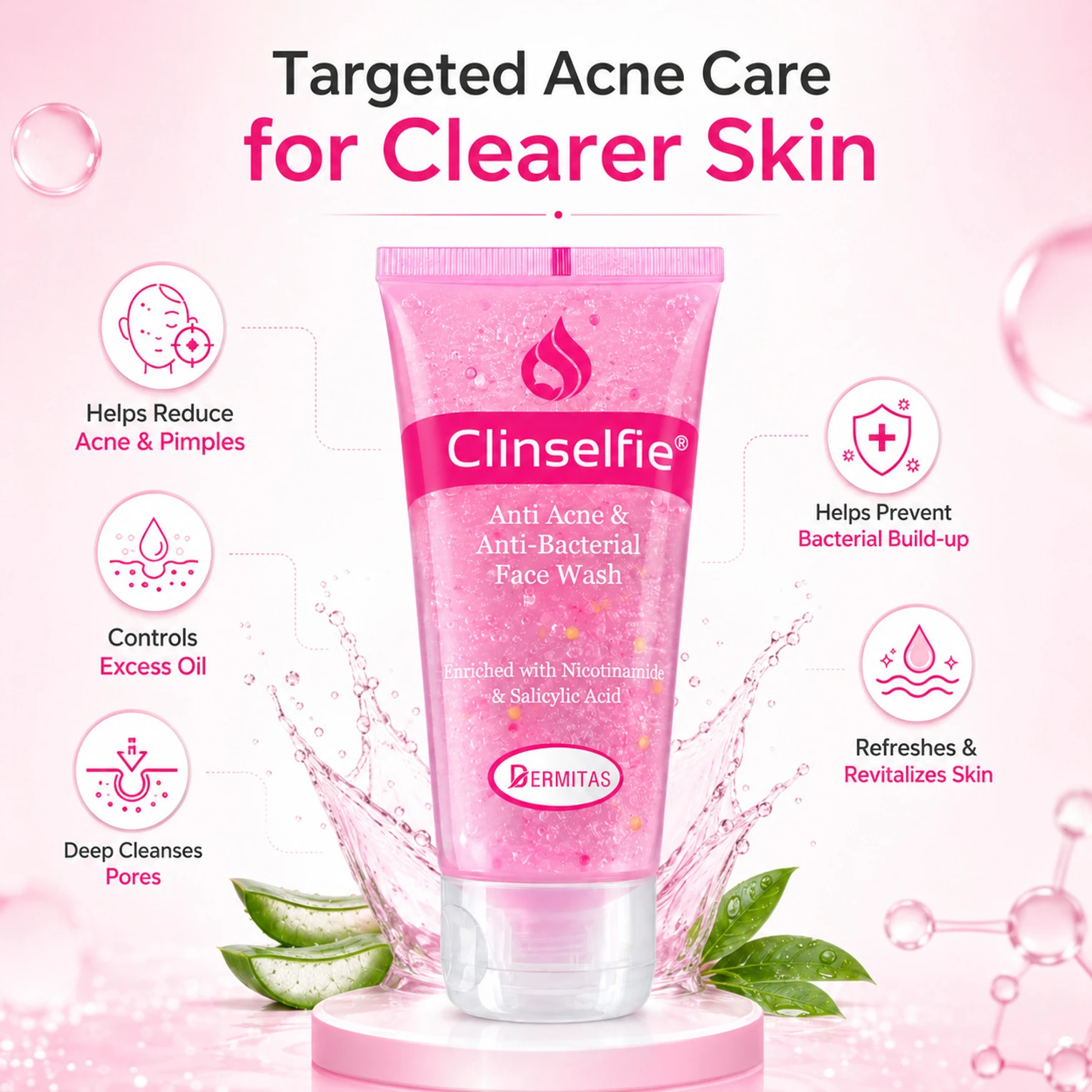 CLINSELFIE  FACE WASH (60ML) PACK OF 3