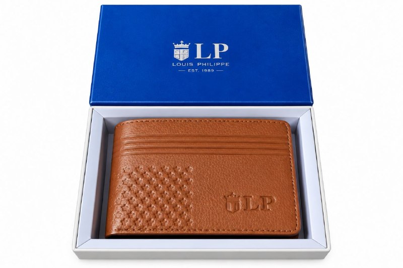 Premium Tan Brown Textured Men’s Wallet with Gift Box